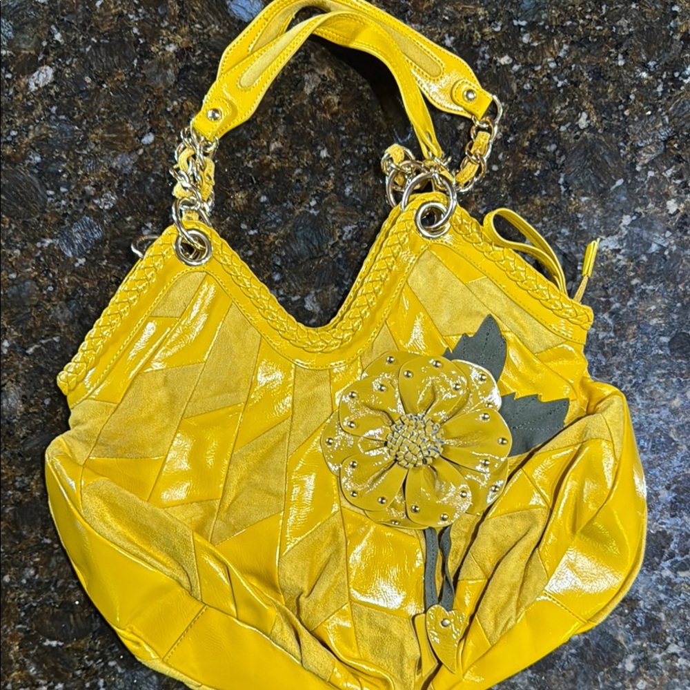 Sharif Yellow Women's Handbag with Floral Design